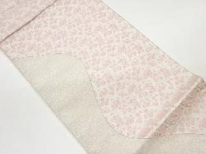 切り嵌め曲線に小花・菊・萩模様織出し袋帯